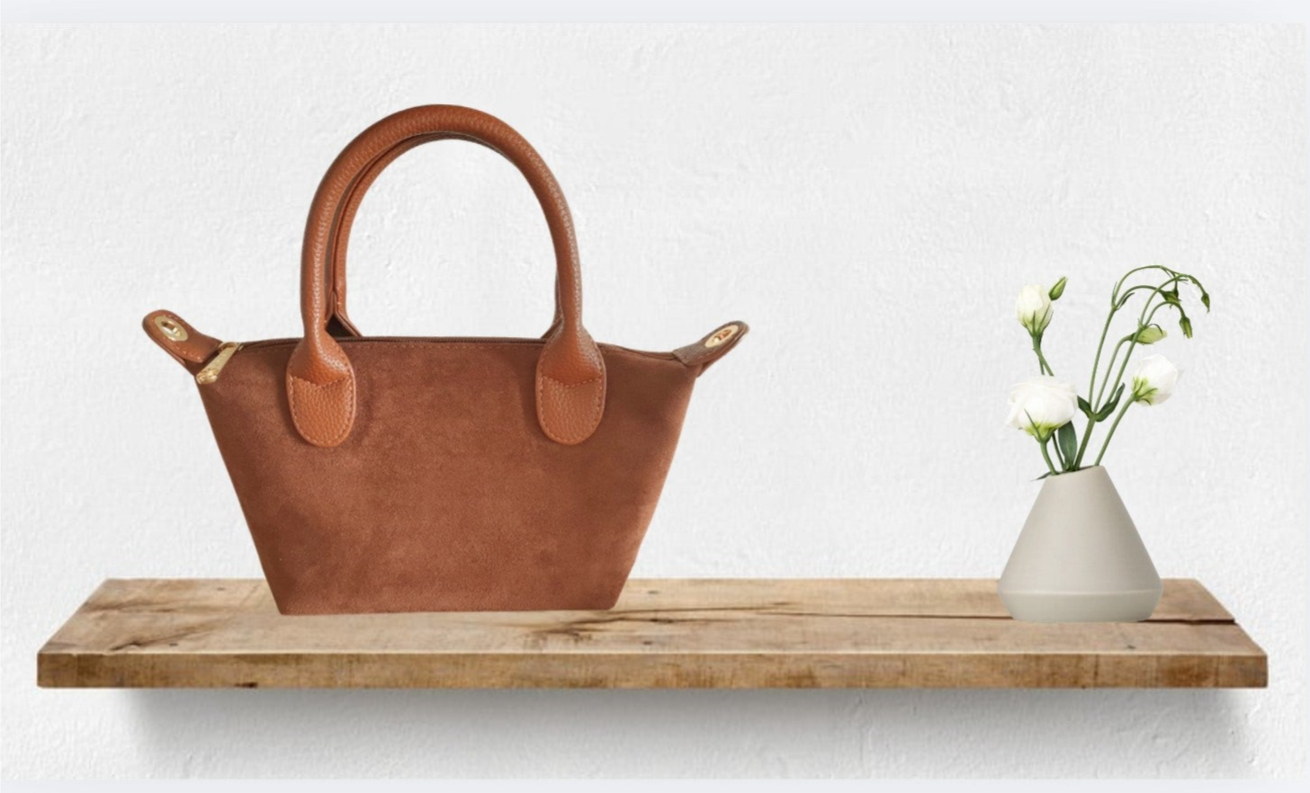 Mini suède damestas - cognac