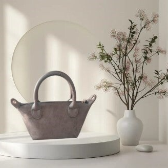 Mini suède damestas - grijs/bruin