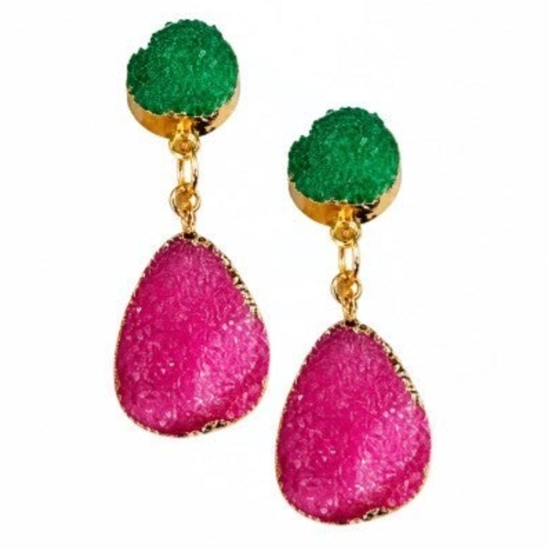 Groen/roze oorbellen