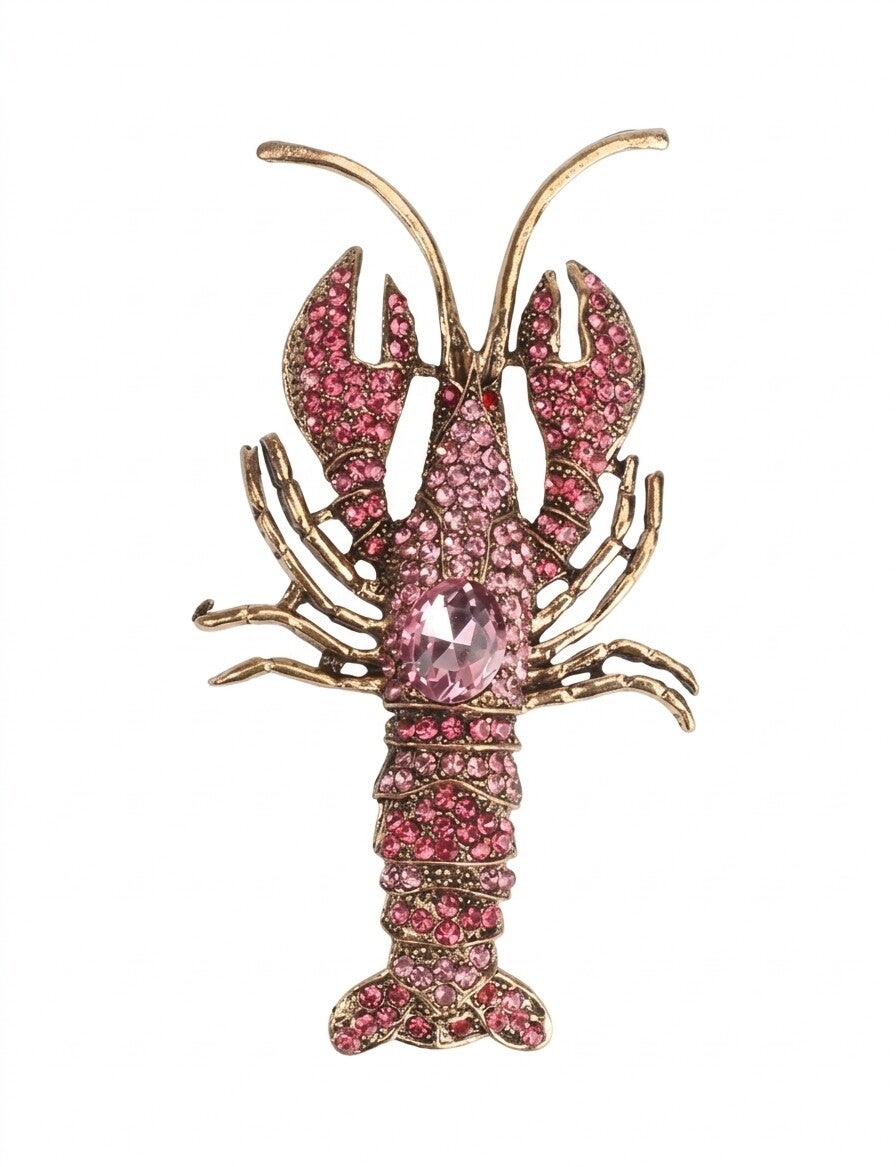 Roze kreeft broche