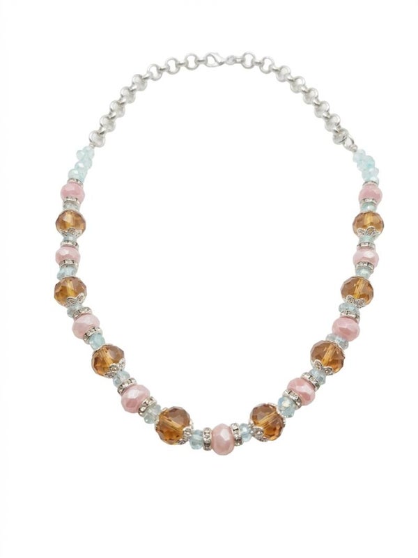 Zilverkleurige ketting met zomerse kleuren