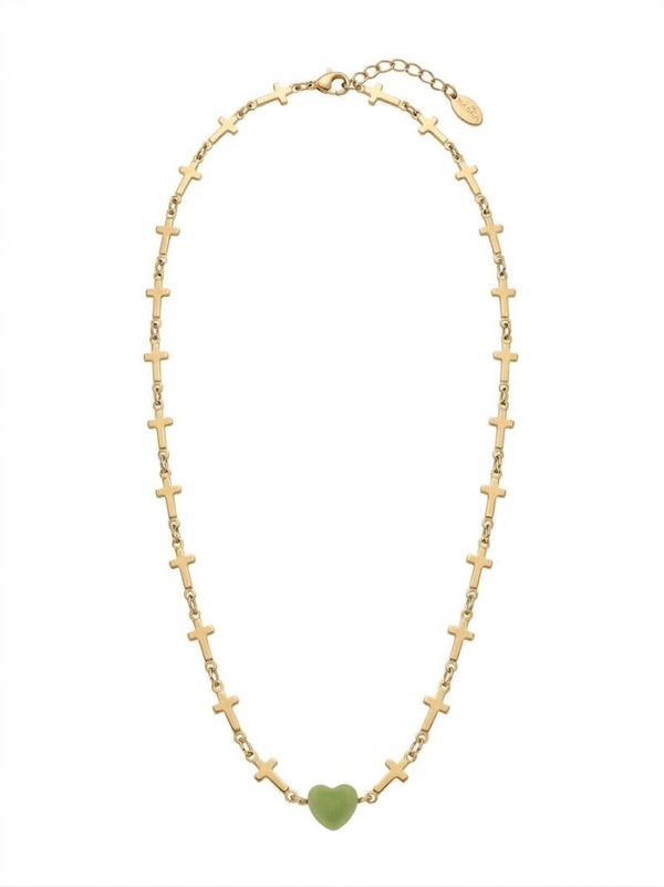 Kruisjes ketting met groen hartje