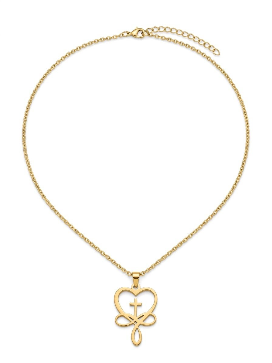 Stainless steel hart met kruisje