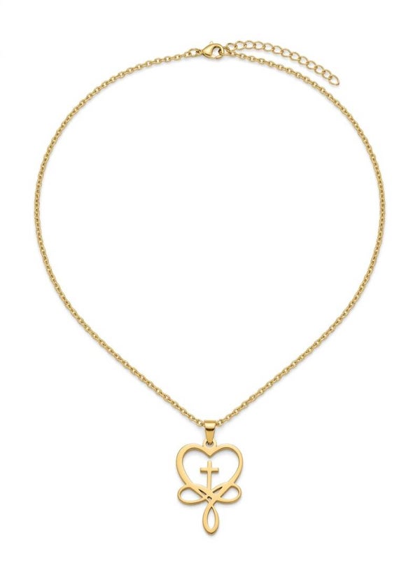 Stainless steel hart met kruisje