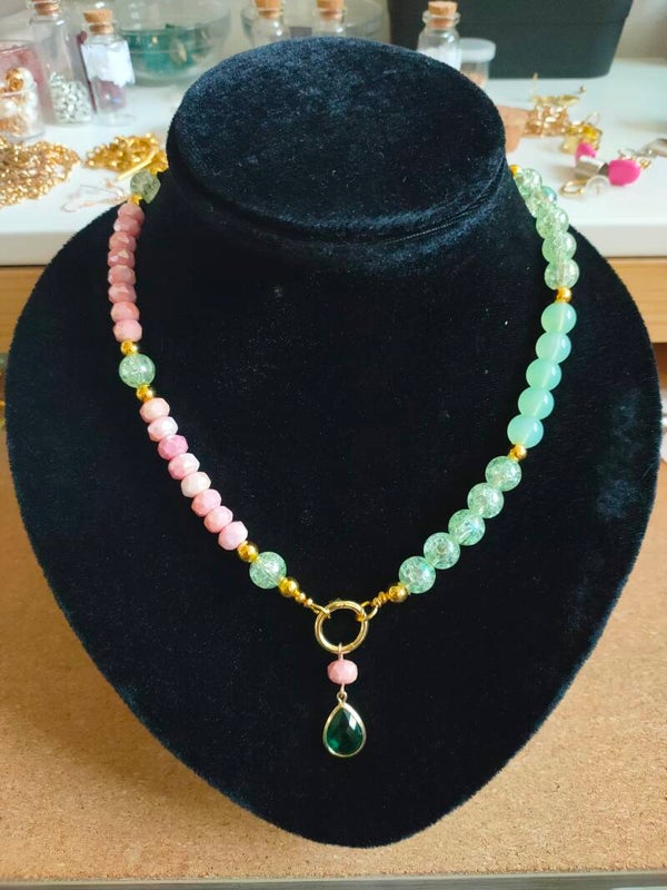 Groen - roze ketting