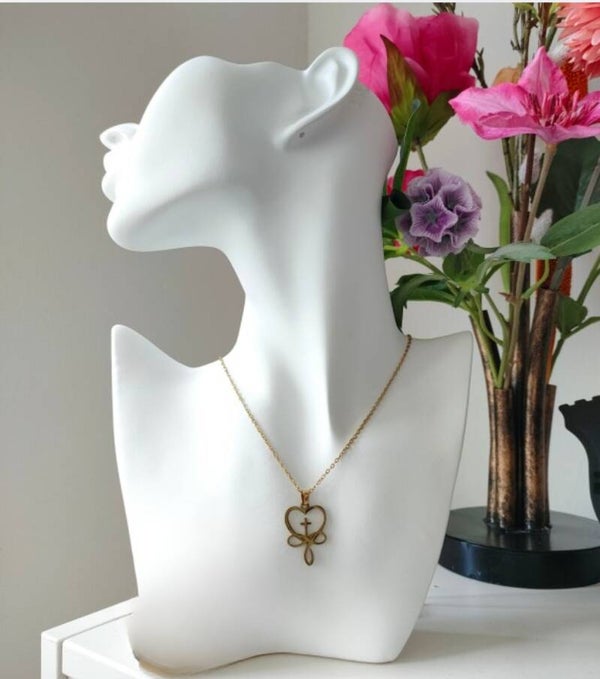 Stainless steel hart met kruisje