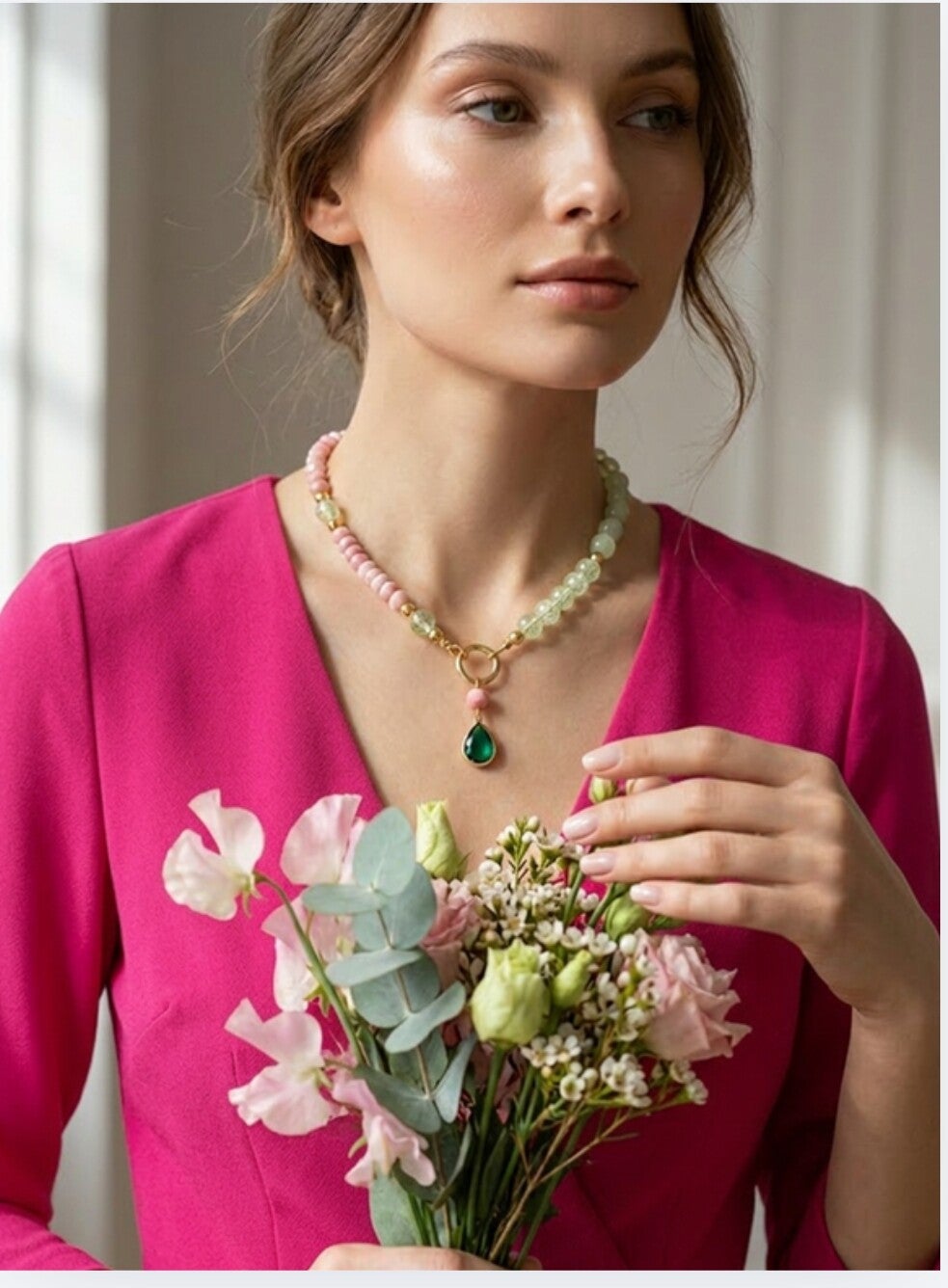 Groen - roze ketting