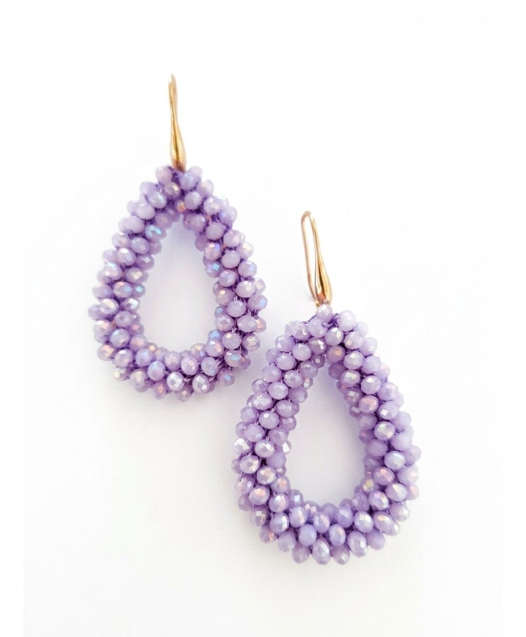 Paarse teardrop oorbellen