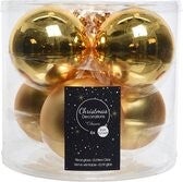 Decoris kerstballen glas mix glanzend/mat D8cm licht goud