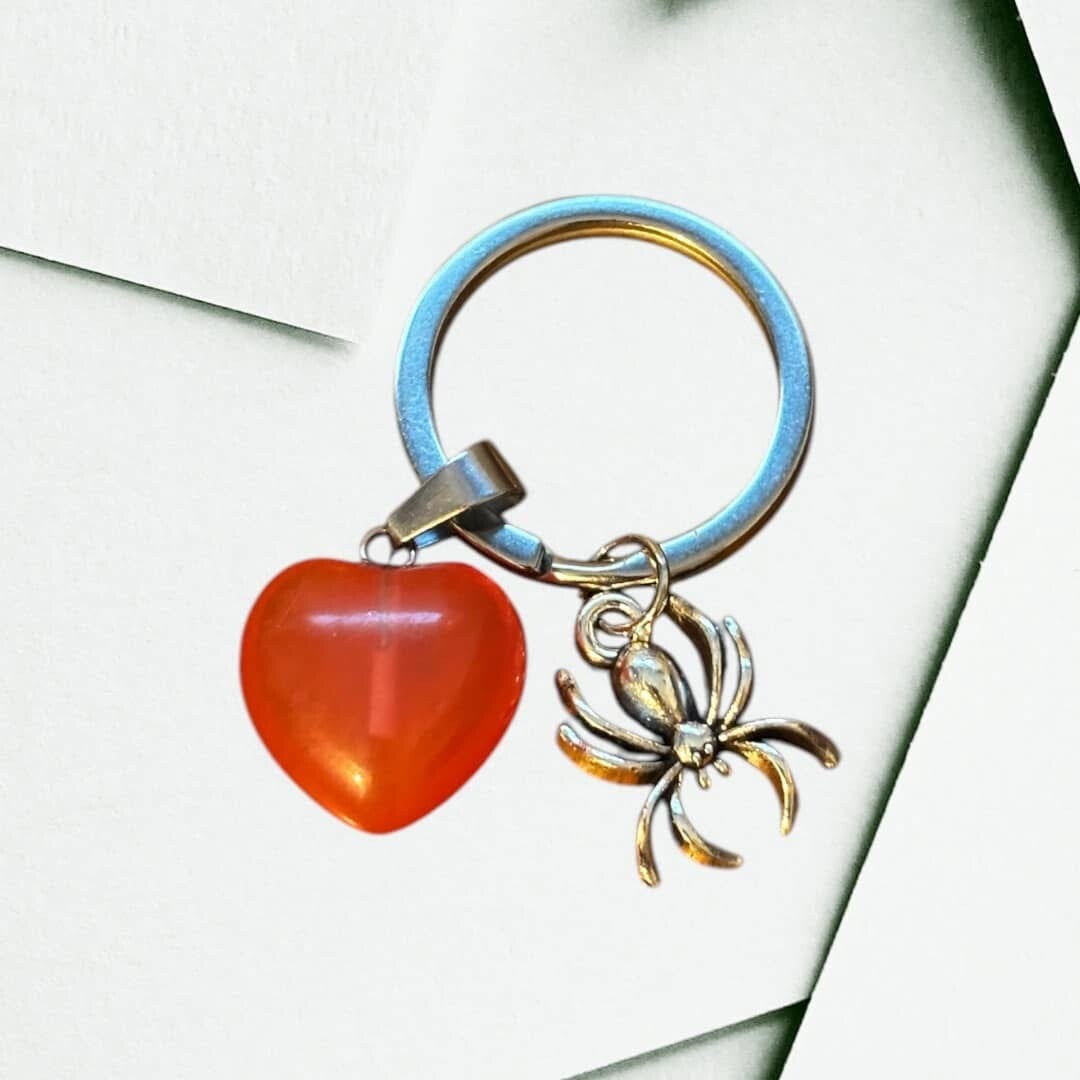 Carnelian Agate and Spider Keychain