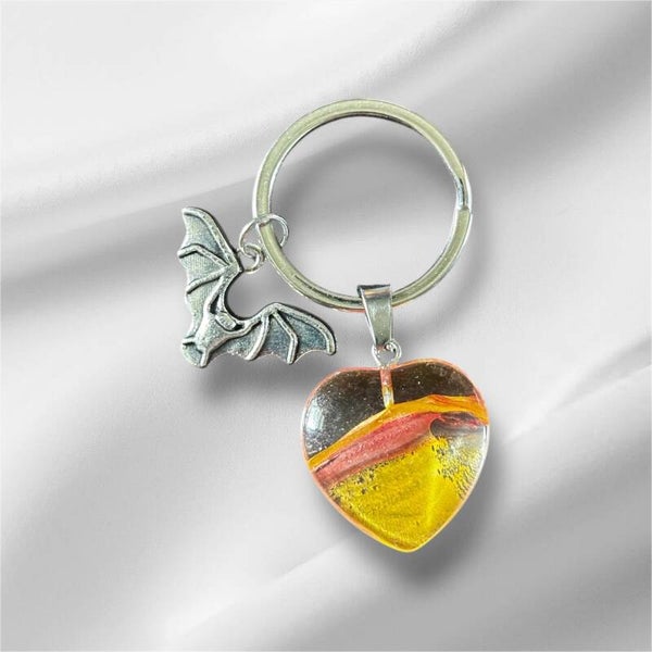 Sea Glass and Bat Keychain