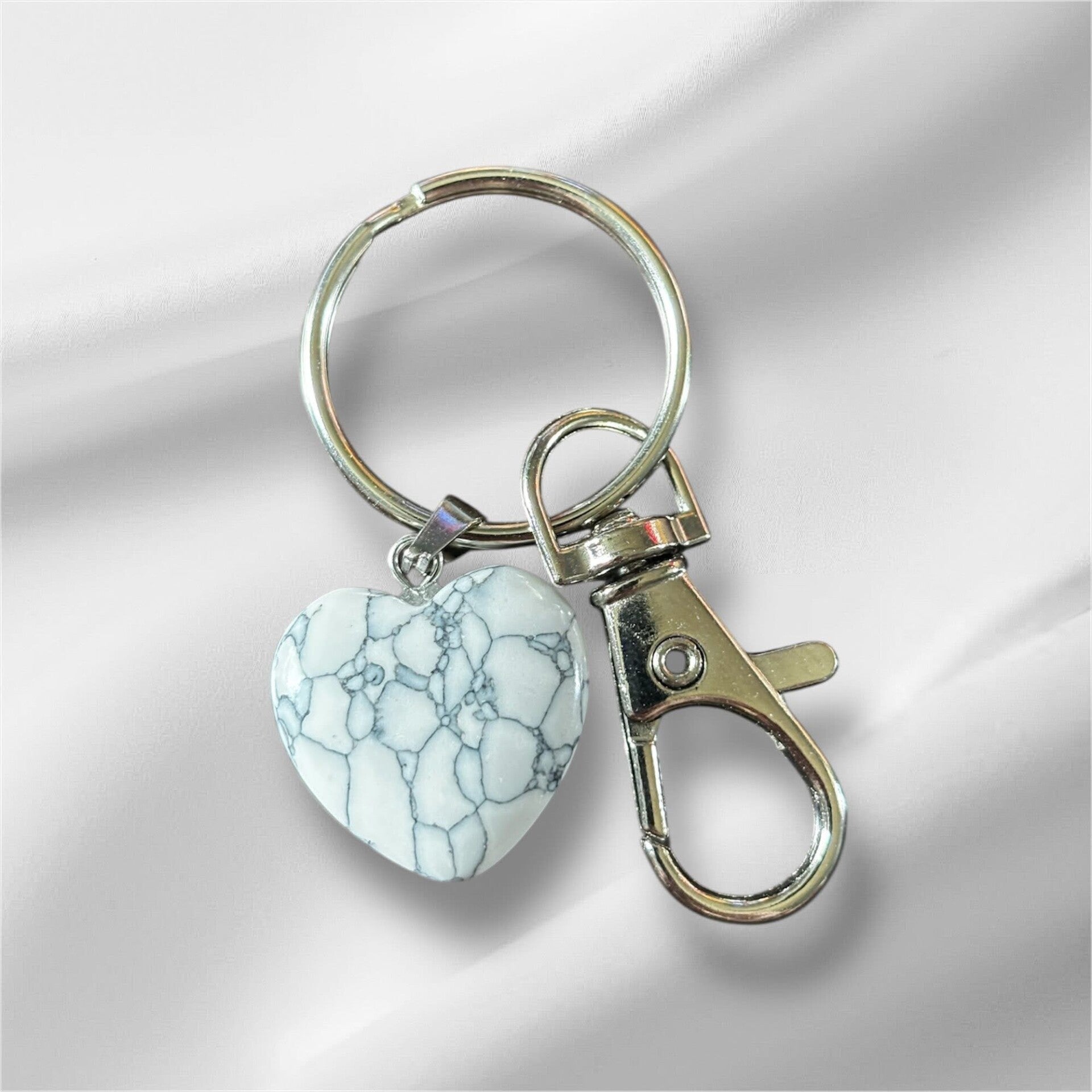 White Howlite Keychain