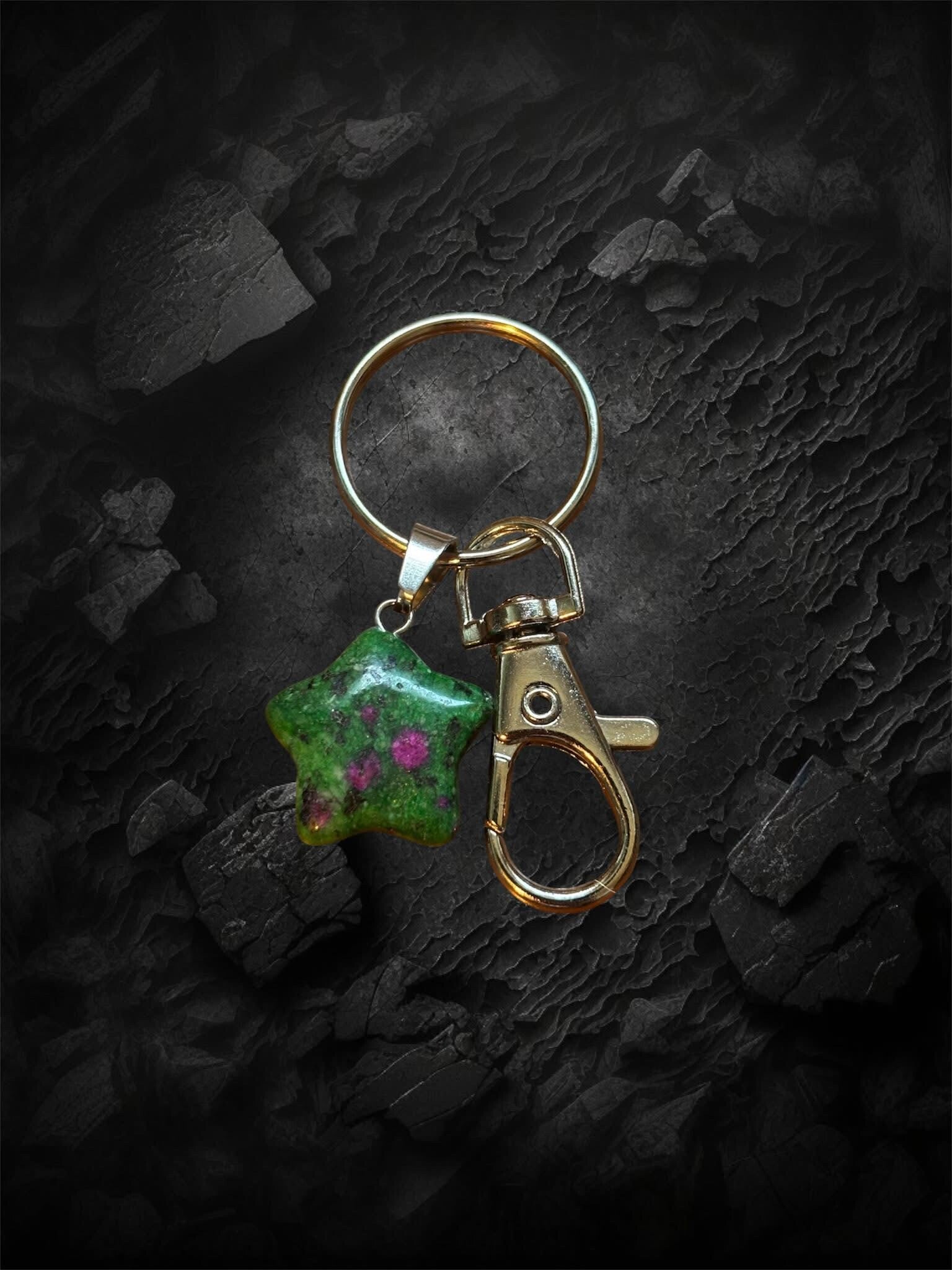 Ruby in Zoisite Keychain