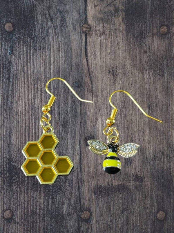 Bee and Honeycomb Earrings