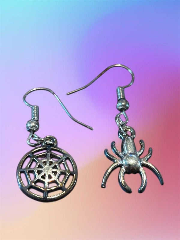 Spider and Web Earrings