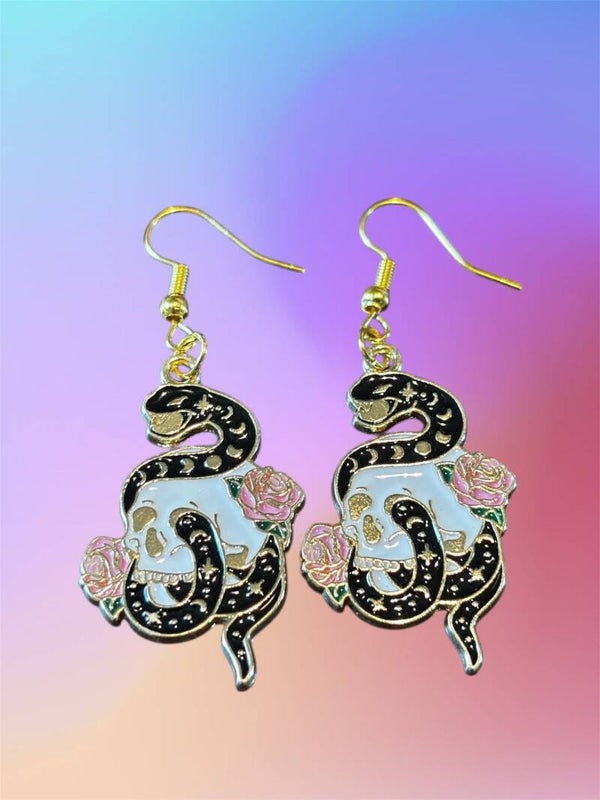 Snake and Skull Earrings