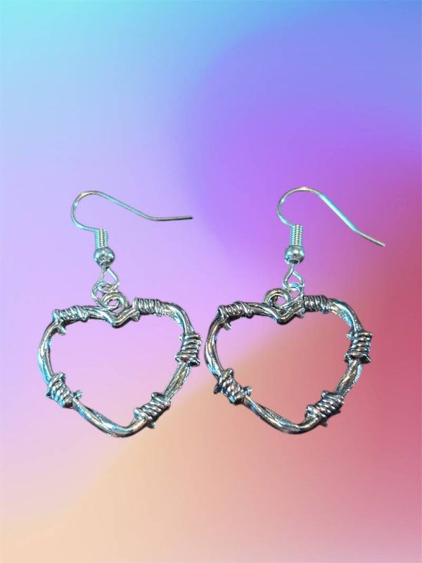 Barbed Wired Heart Earrings