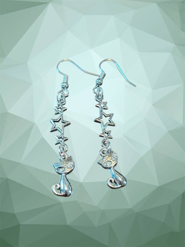 Stars and Cat Earrings
