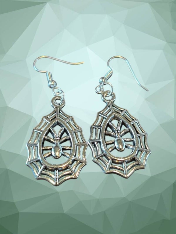 Spider in Web Earrings
