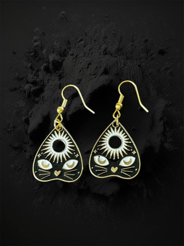Cat Ouija Disk Earrings