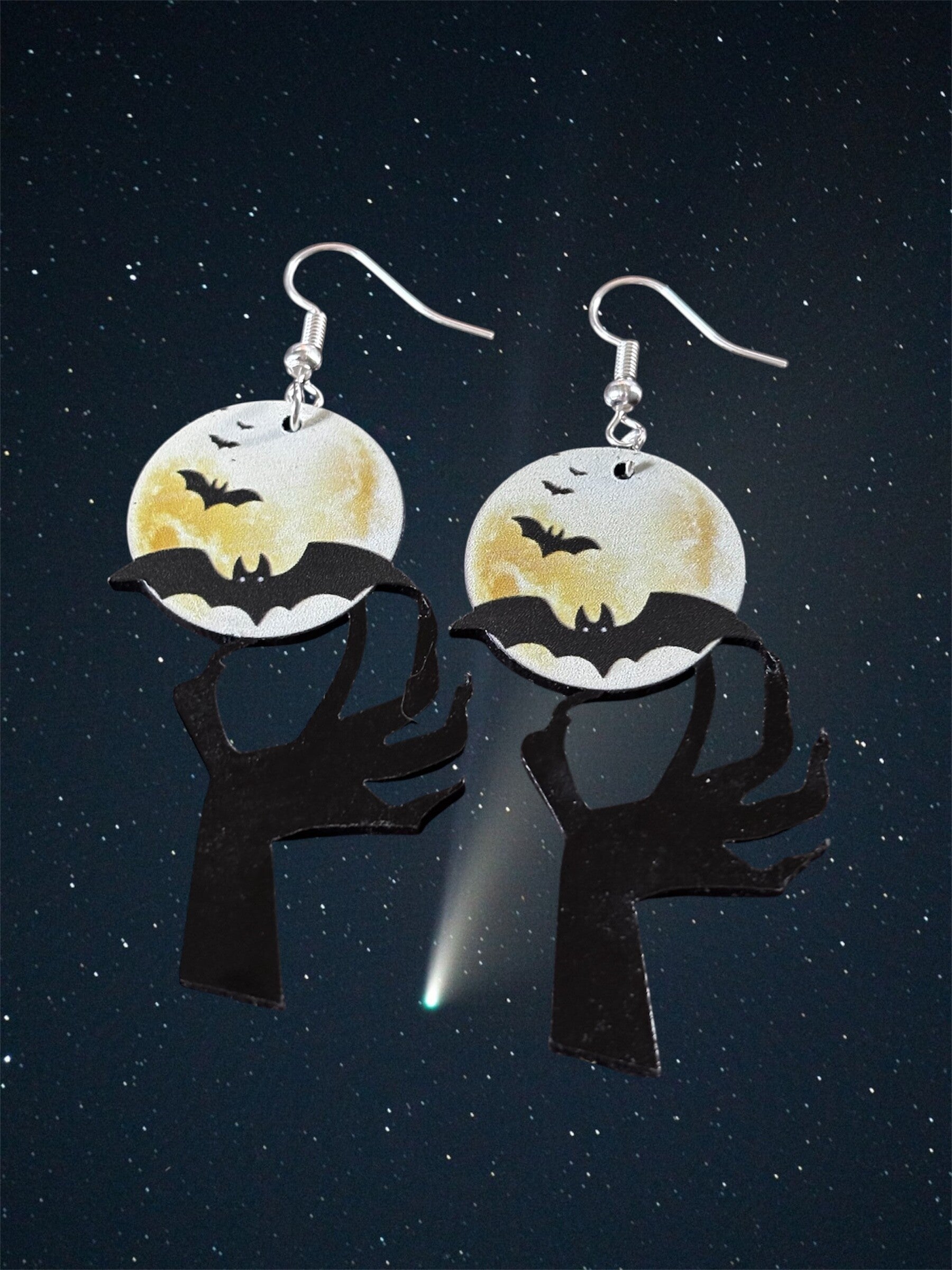 Moon and Hand Earrings