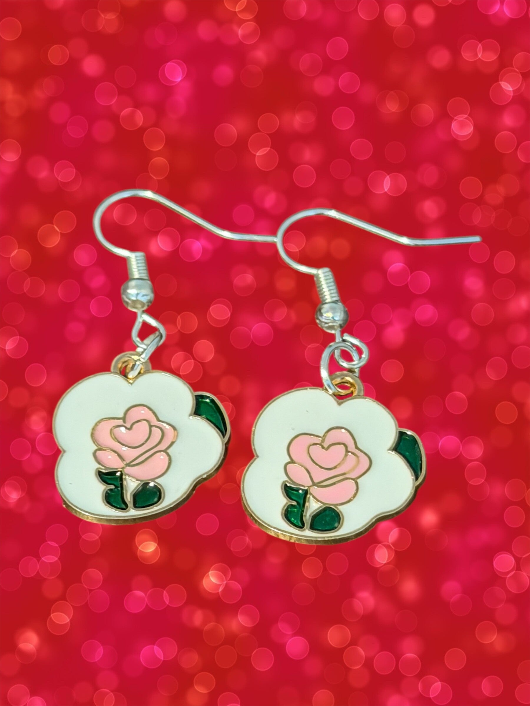 Pink Rose Earrings