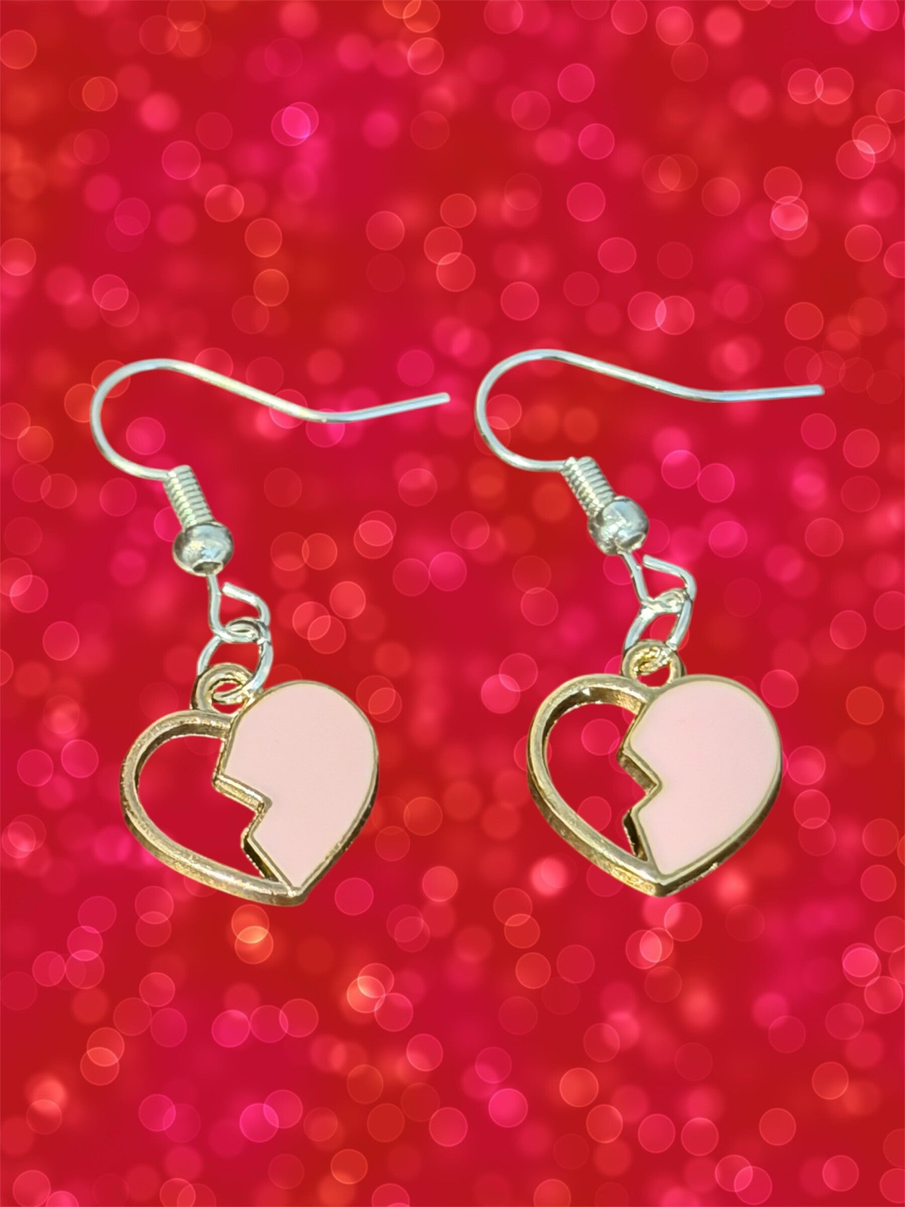 Pink Half Heart Earrings