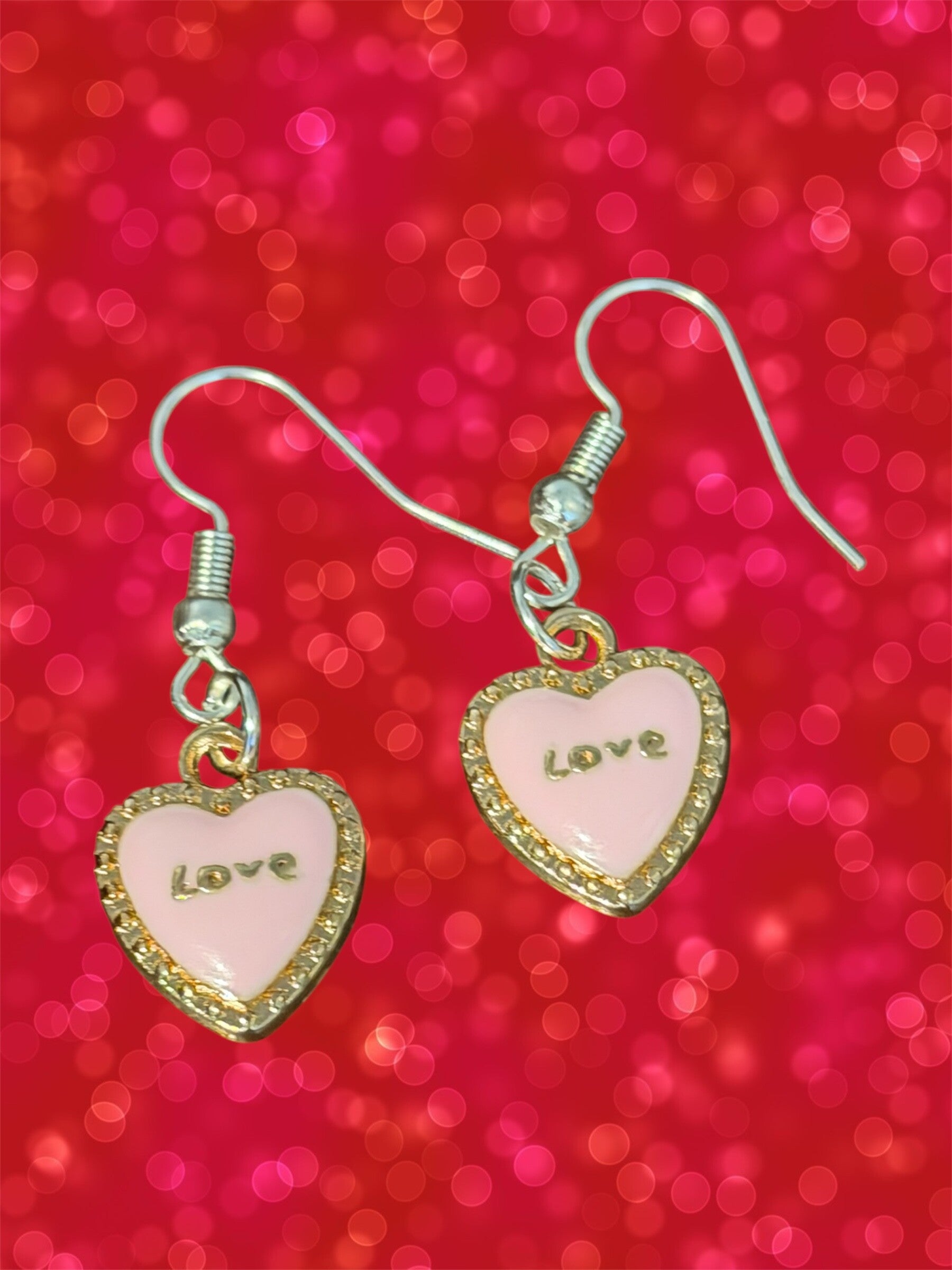 Pink Love Heart Earrings