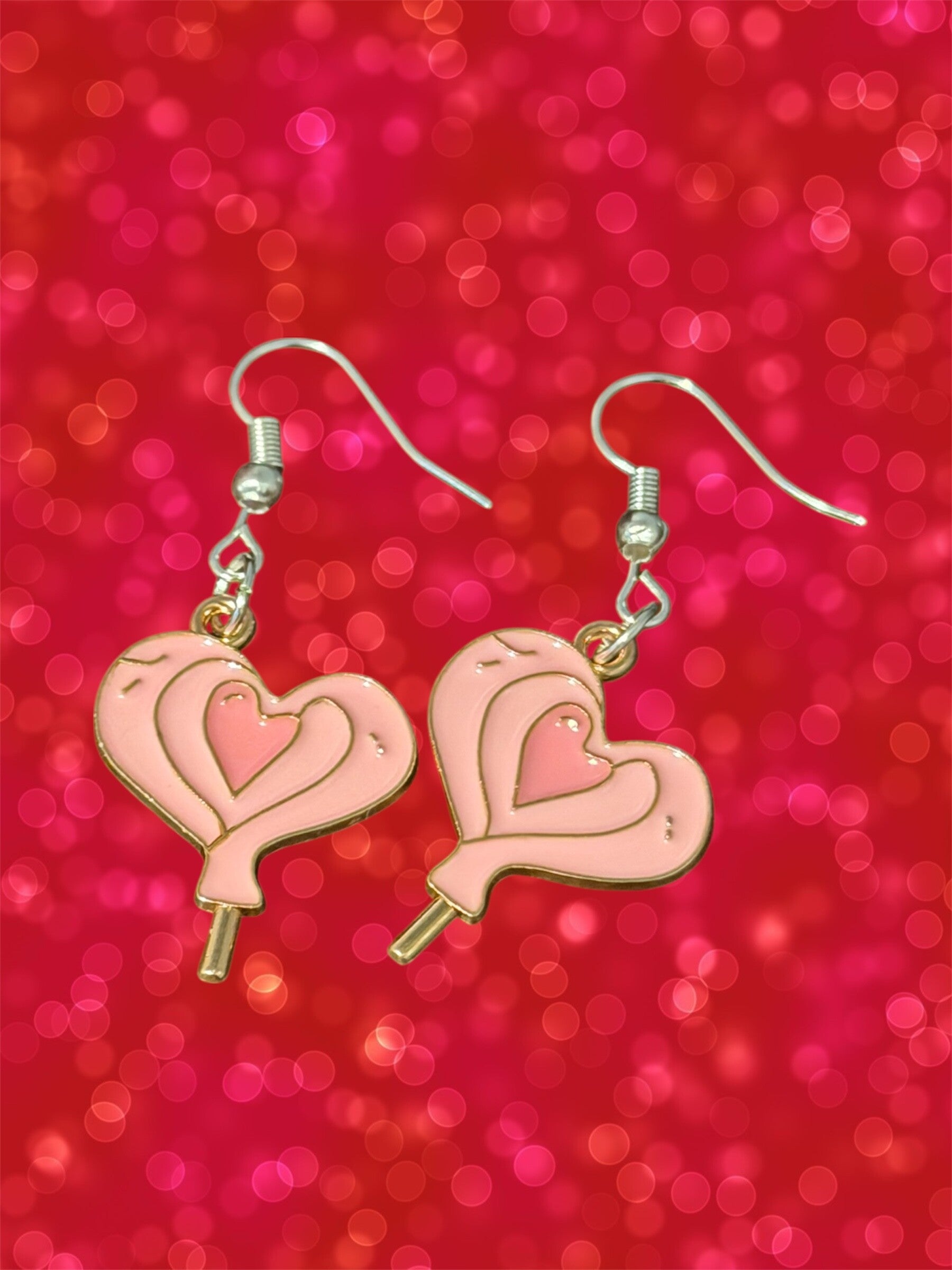 Pink Heart Lollipop Earrings