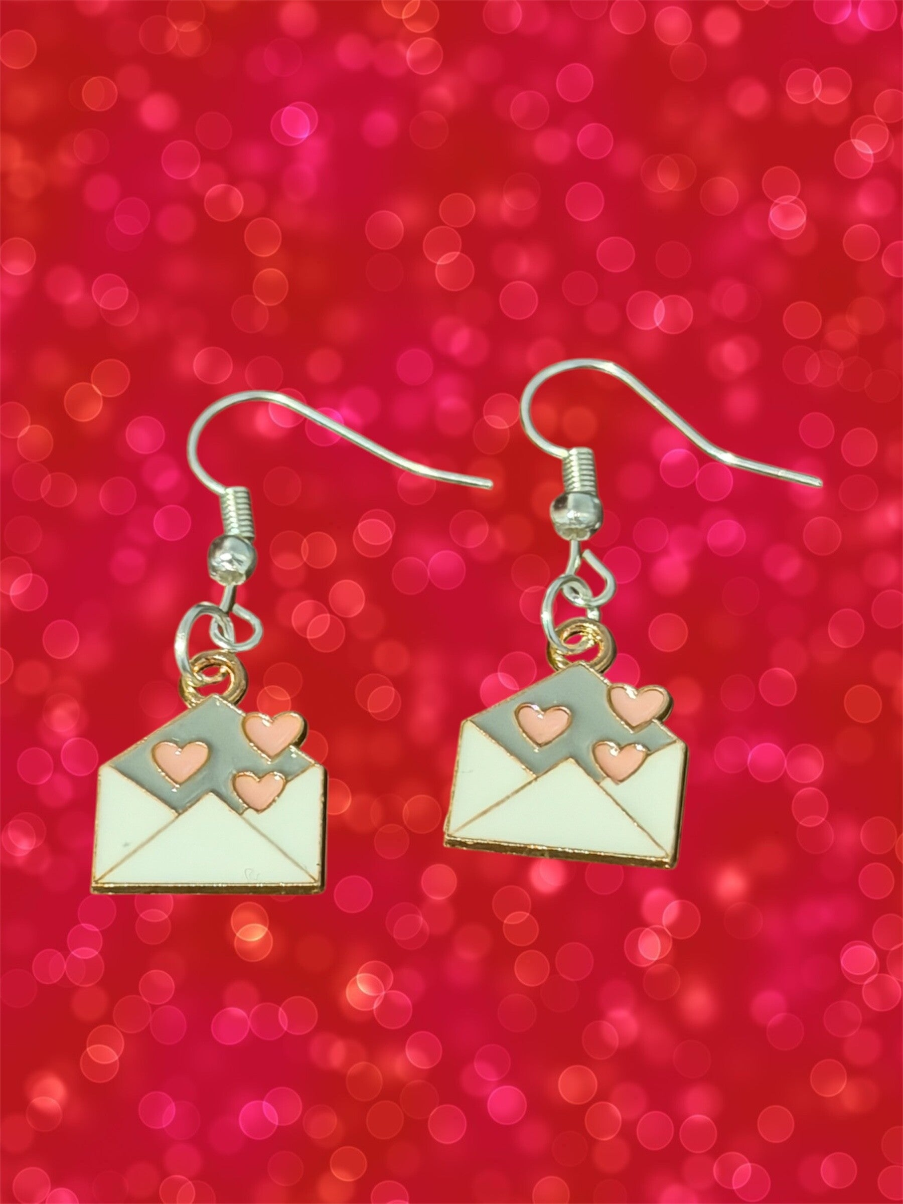 Pink Heart Envelope Earrings