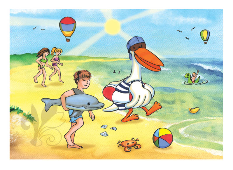 pelle pelikaan op strand