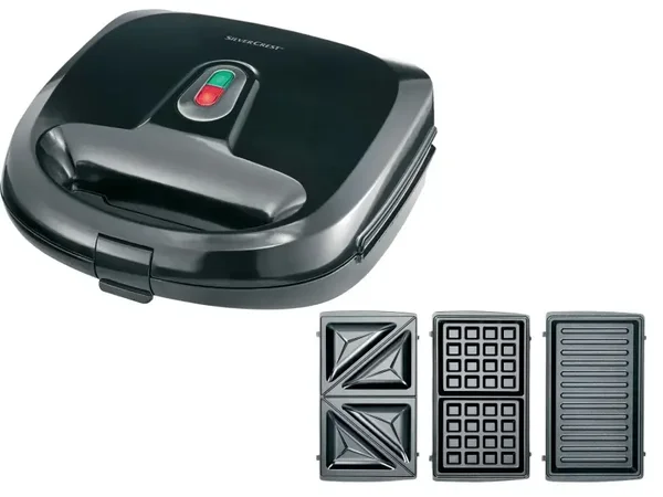 3-in-1 Tosti ijzer - Zwart - 750W - Wafelijzer - Verwisselbare platen