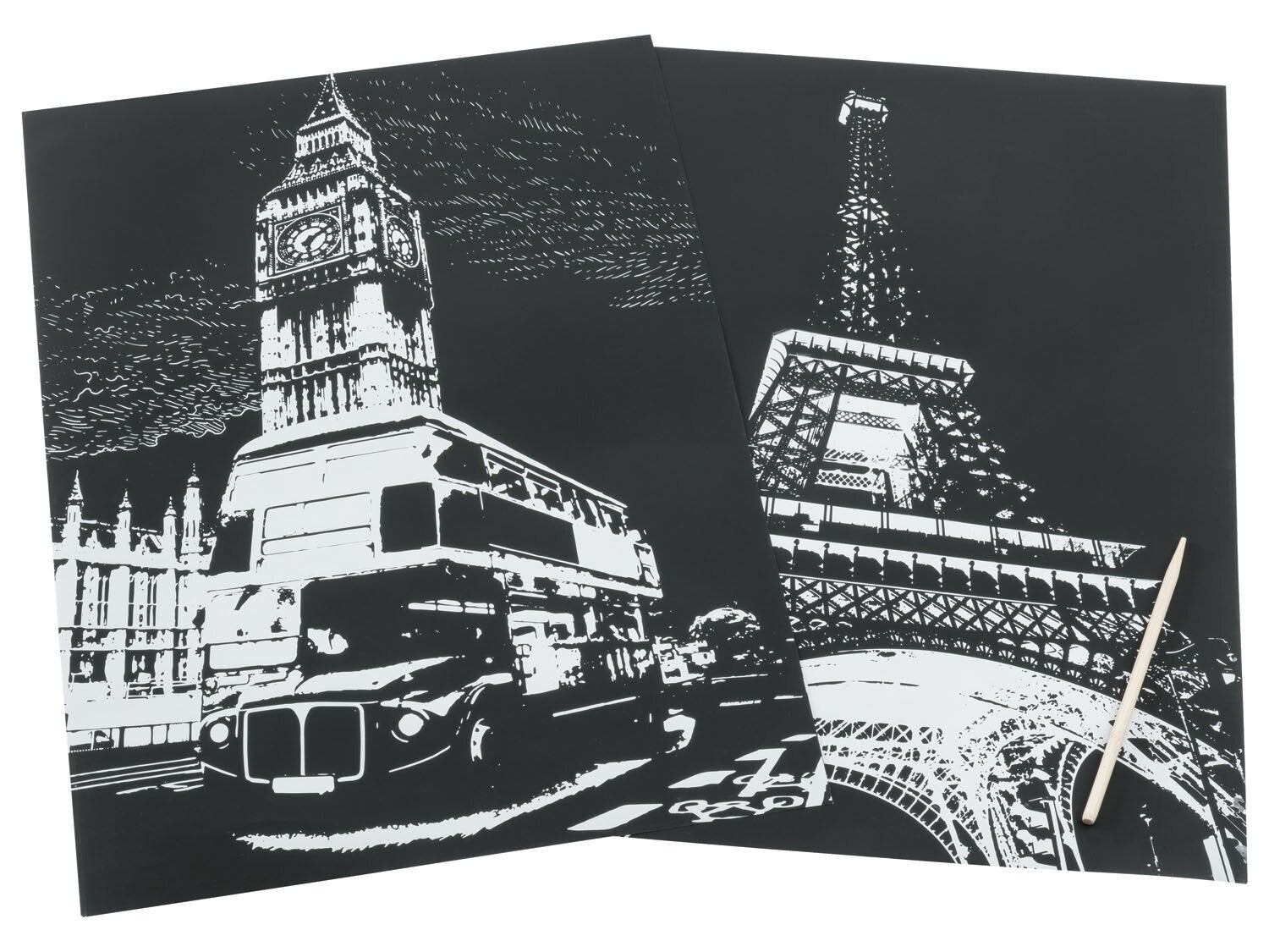 Krastekeningen - 4-delig -  Architectuur/zilver