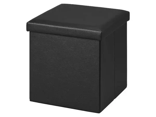 Opbergkruk - Poef - Lederlook zwart