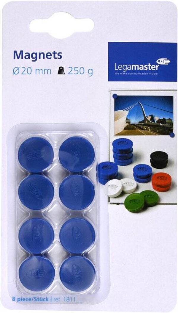 Whiteboardmagneten 20mm - 8 stuks blauw