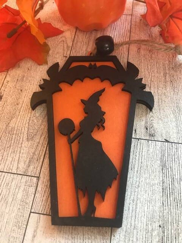 "Witch in a Coffin" Halloween Ornament
