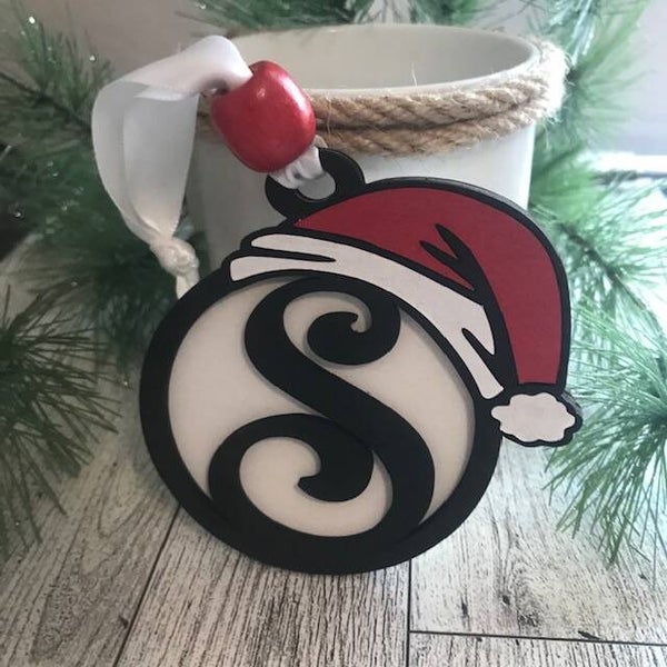 "Santa Hat Initial" Ornaments