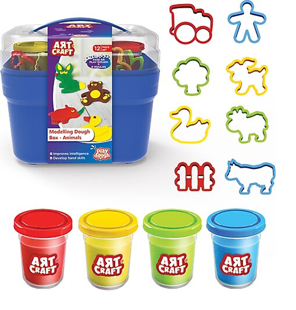 ART CRAFT- Klei Set - Dieren Klei Set - MODELING DOUGH BOX - Animals -12 Stuks
