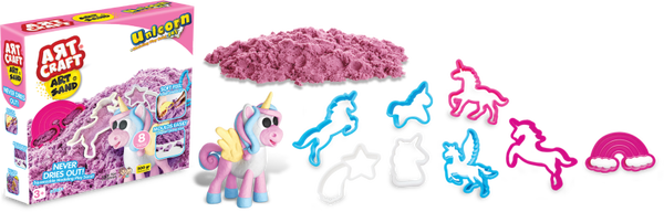 ART CRAFT- Speelzand 500 GR Unicorn Modeling Playin Sand Set- Eenhorn Speelzand Set