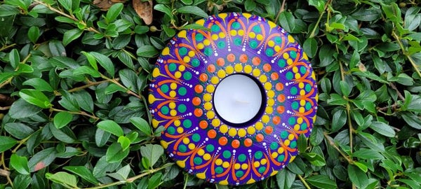 Teelicht- Mandala 14cm Violette-Rasta
