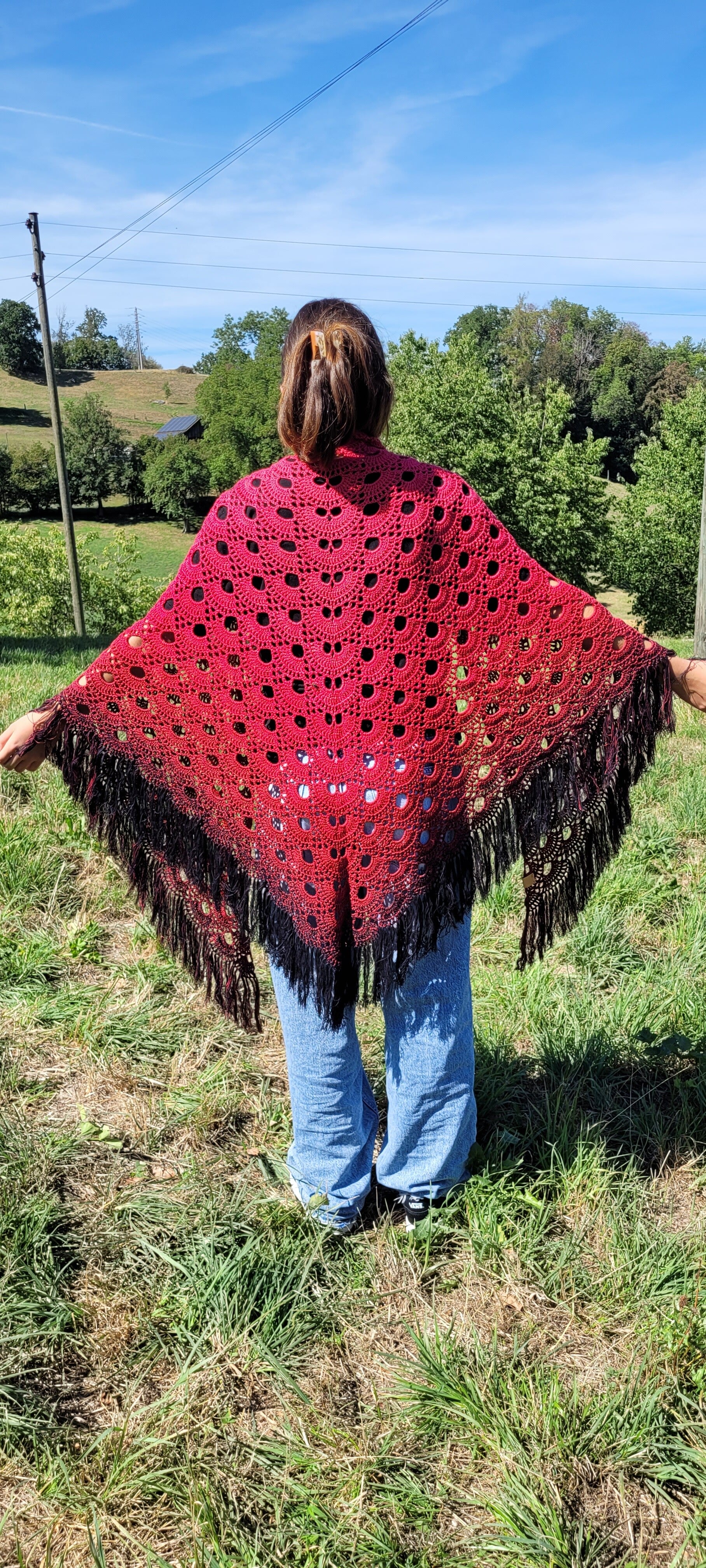 Muschelmuster Schwarz-Rot