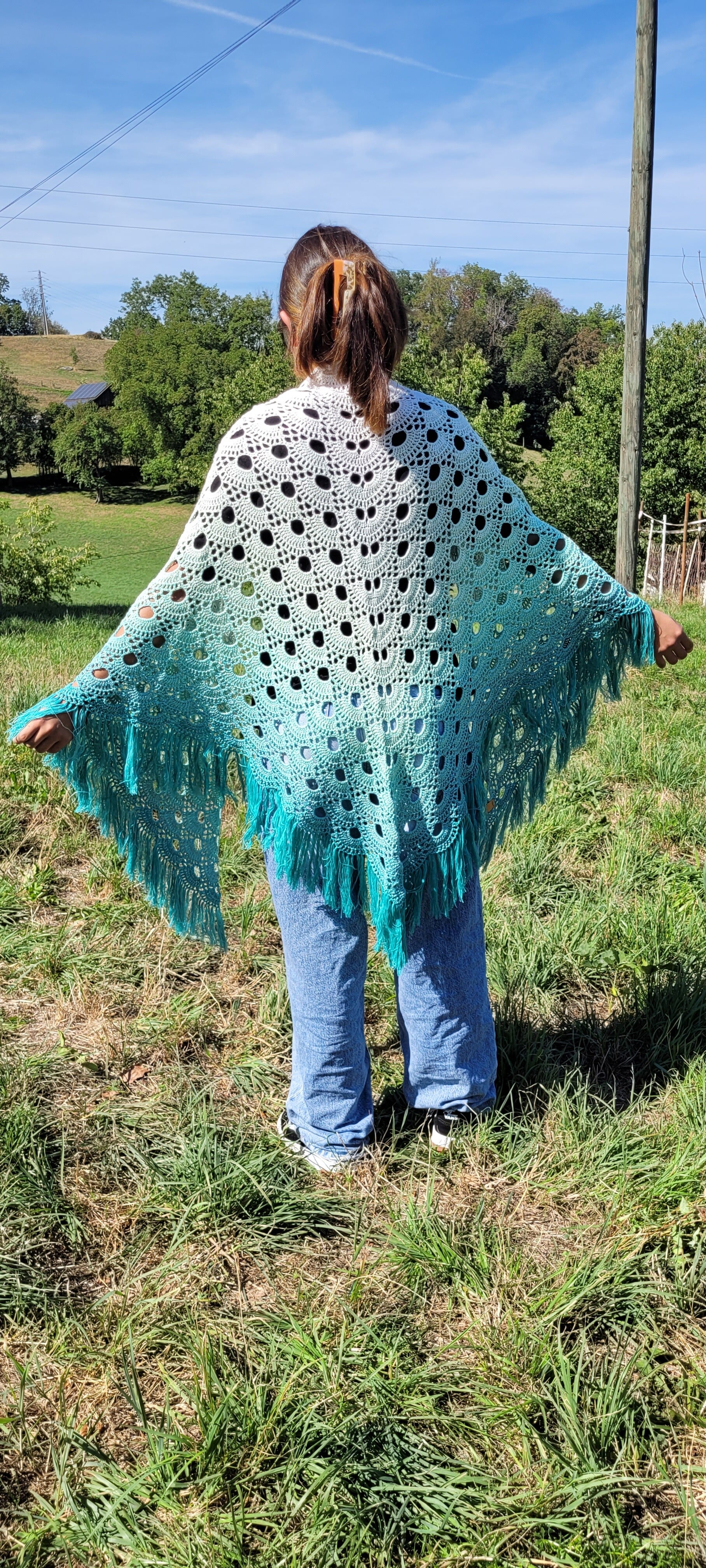 Muschelmuster Weiss-Grün