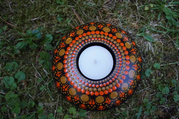 Teelicht-Mandala 10cm OrBr