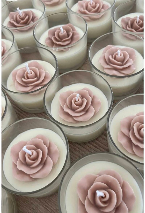 Mauve Clear Jar Rose Candle