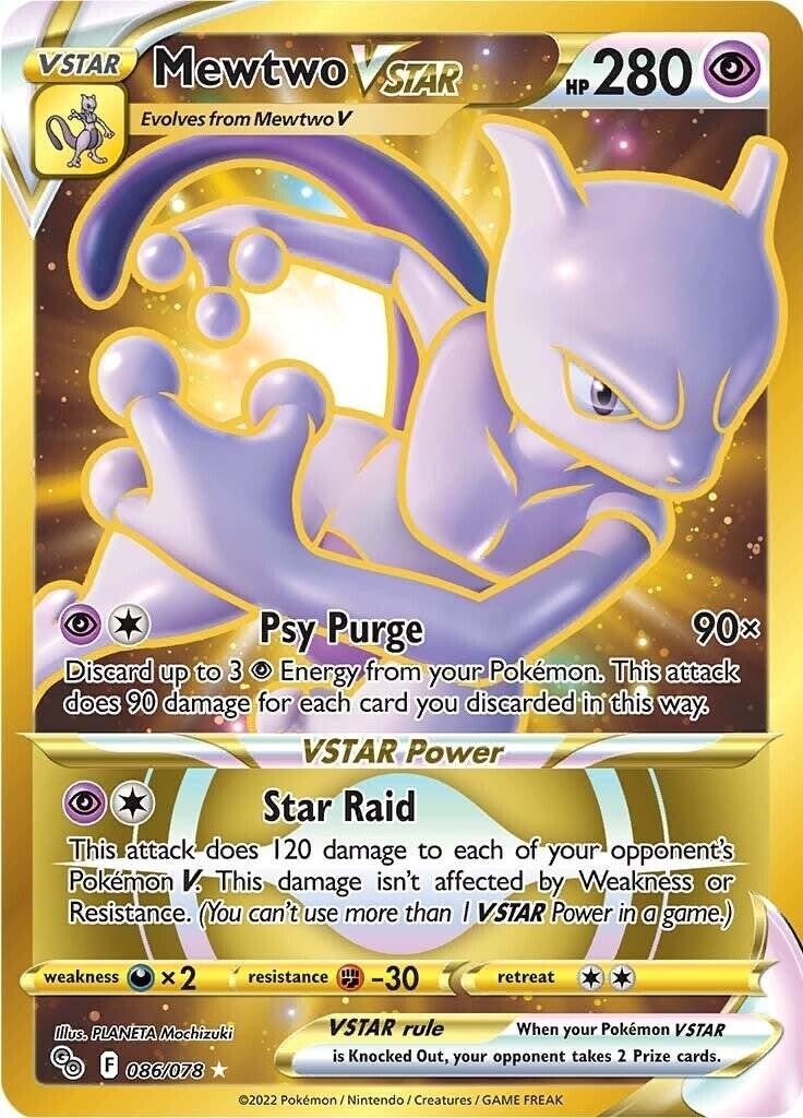 Mewtwo VSTAR 086/078 - Gold secret rare single fra Pokemon GO