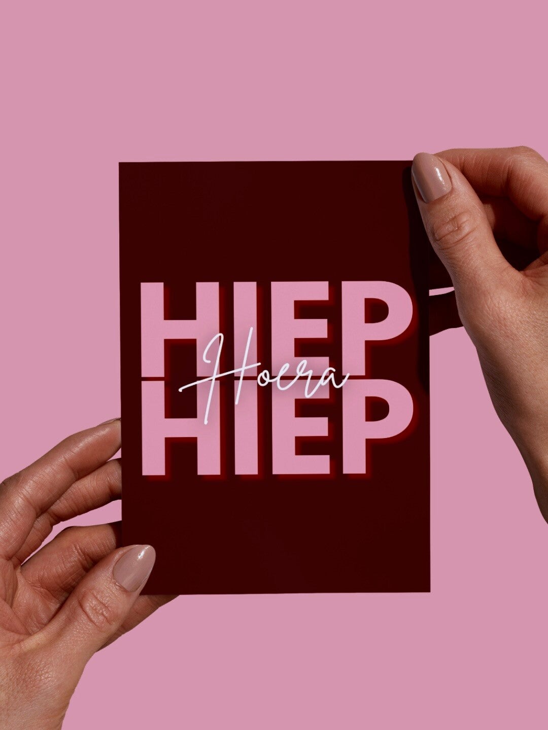 Moderne Wenskaart - Hiep Hiep (Roze)