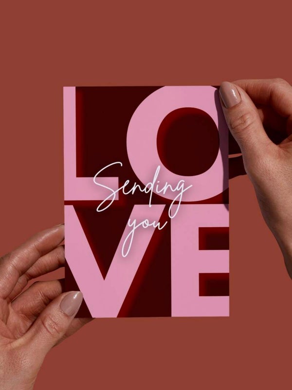 Moderne Wenskaart - Sending you love (Roze)