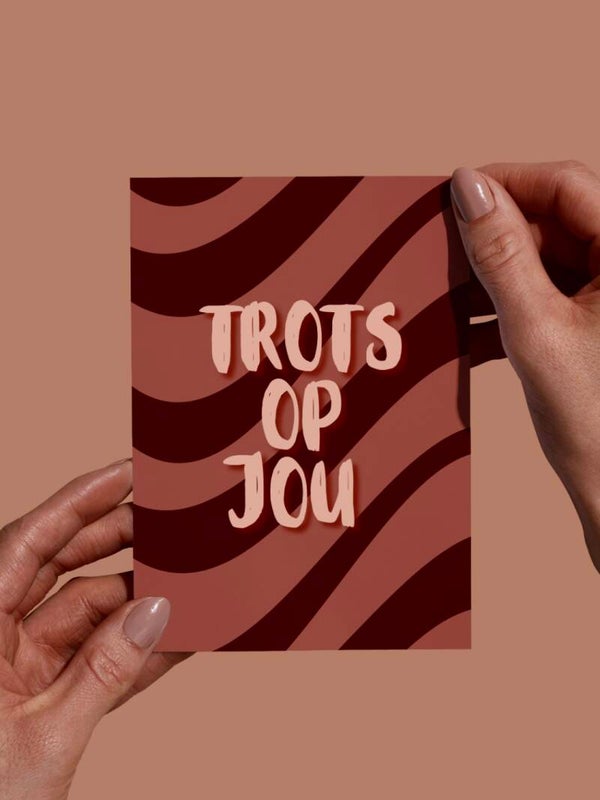 Moderne Wenskaart - Trots op jou (Bordeauxrood/Oranje)