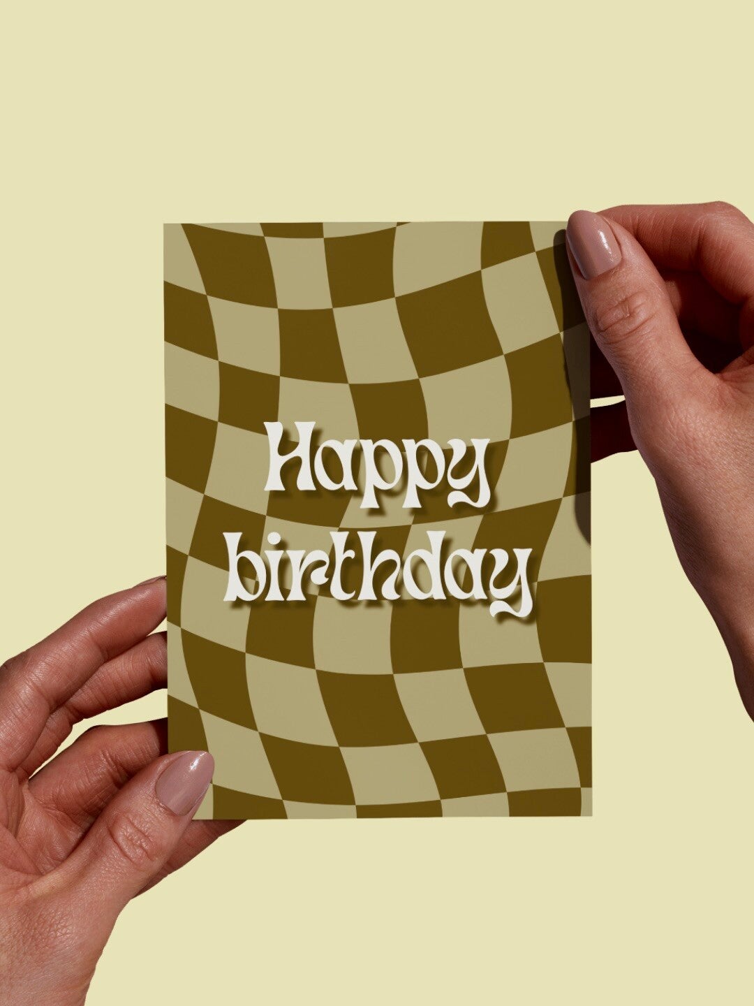Moderne Wenskaart - Happy Birthday (Olijfgroen)
