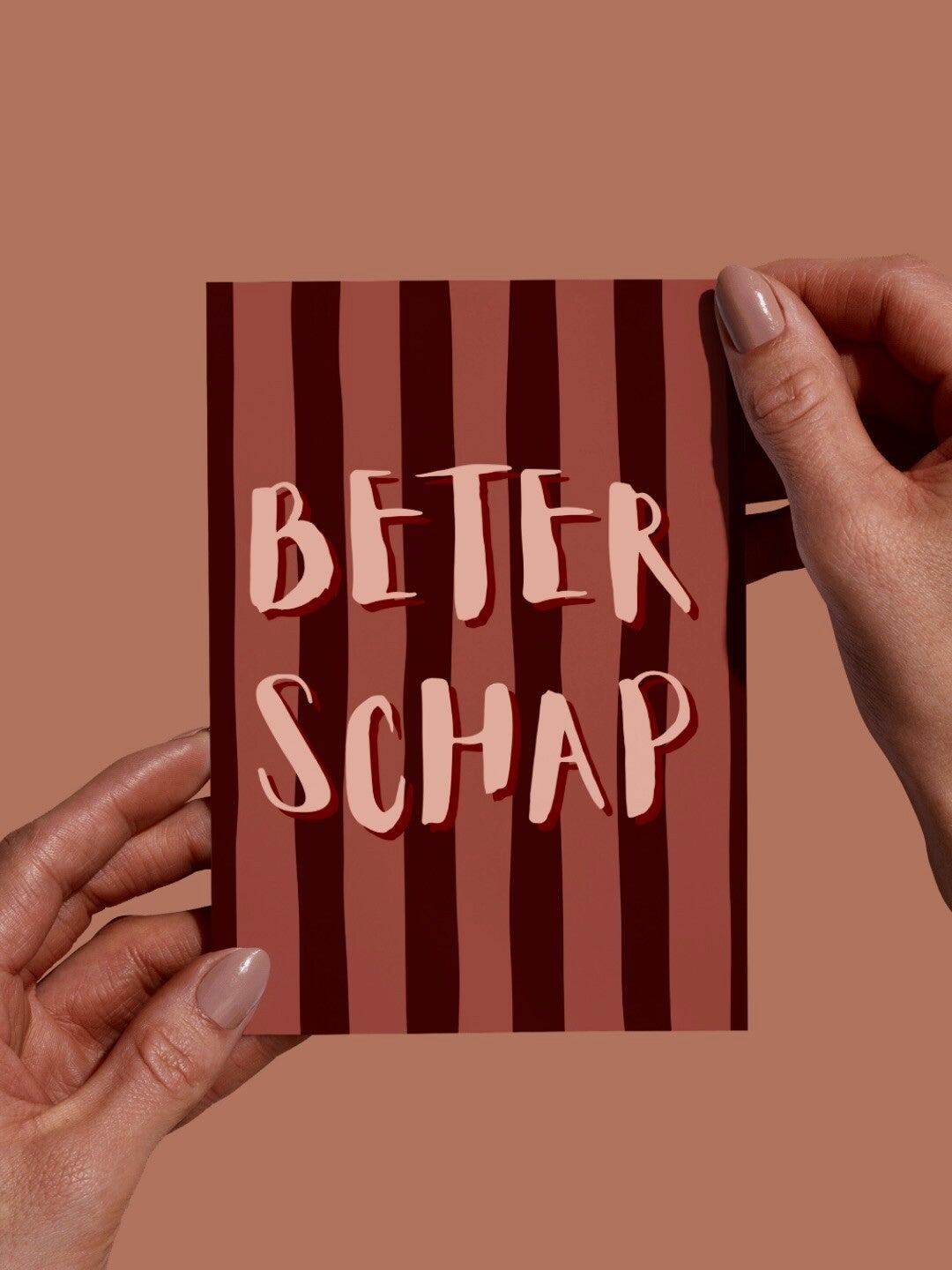 Moderne Wenskaart - Beterschap (Bordeauxrood/Oranje)